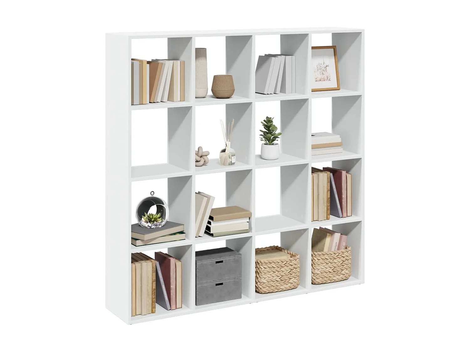 Libreria bianca 137,5x29x137,5 cm in legno ingegnerizzato