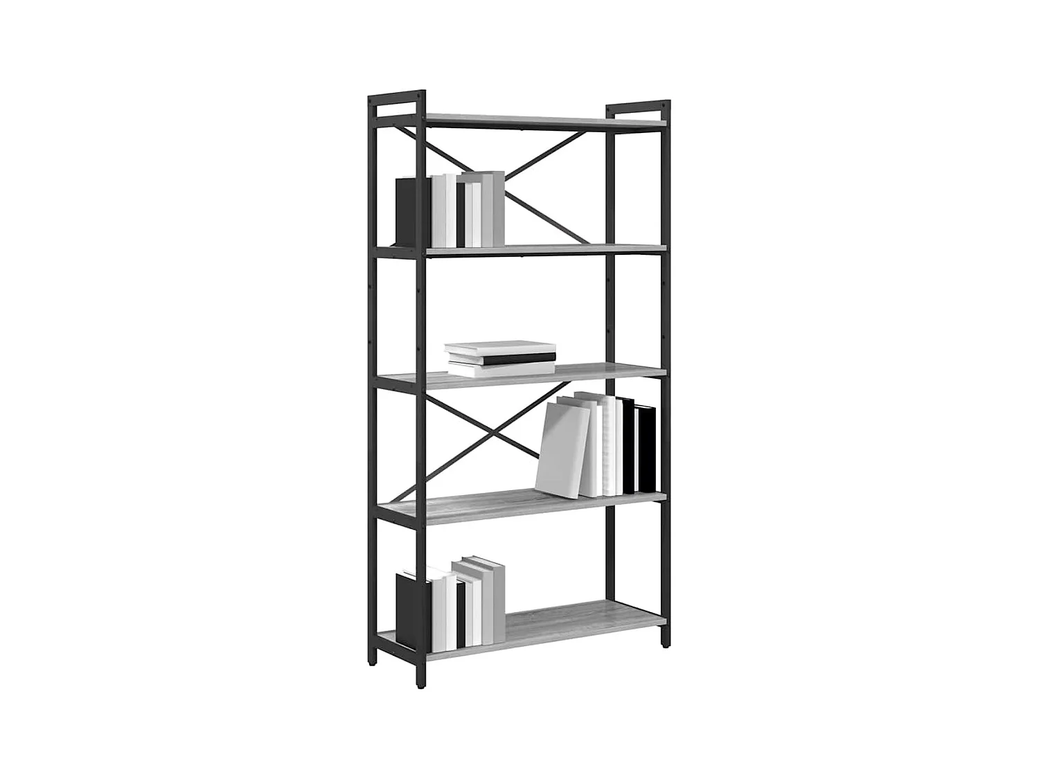 Bibliothèque Sonoma gris 80 x 30 x 153 cm Bois d'ingénierie