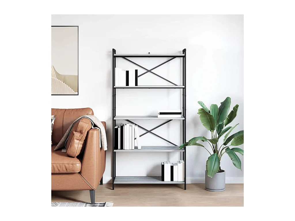 Bibliothèque Sonoma gris 80 x 30 x 153 cm Bois d'ingénierie