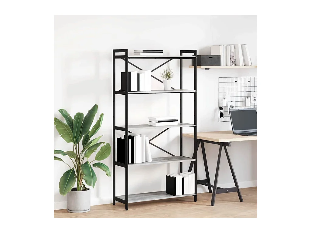Libreria Sonoma Grey 80 x 30 x 153 cm in legno ingegnerizzato