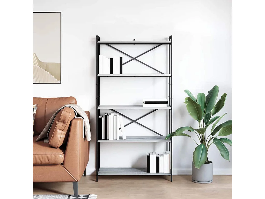 Bibliothèque Sonoma gris 80 x 30 x 153 cm Bois d'ingénierie