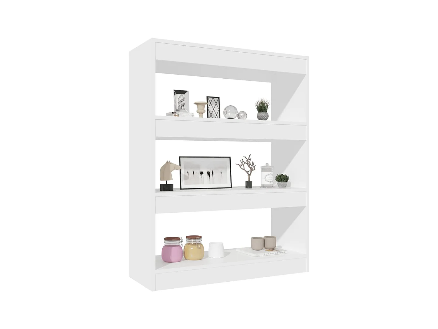 Witte boekenkast/scheidingswand 80x30x103 cm bewerkt hout