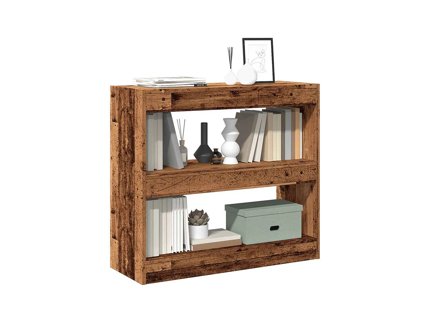 Bibliothèque/Séparateur de pièce vieux bois 80x30x72 cm