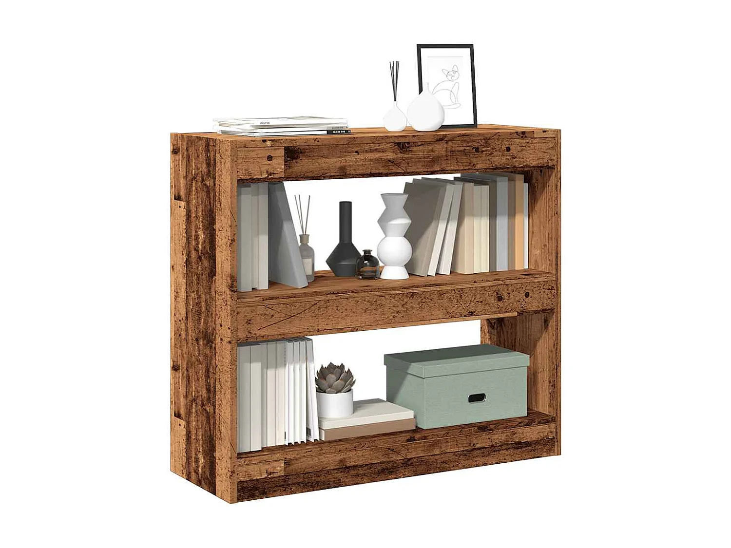 Bibliothèque/Séparateur de pièce vieux bois 80x30x72 cm