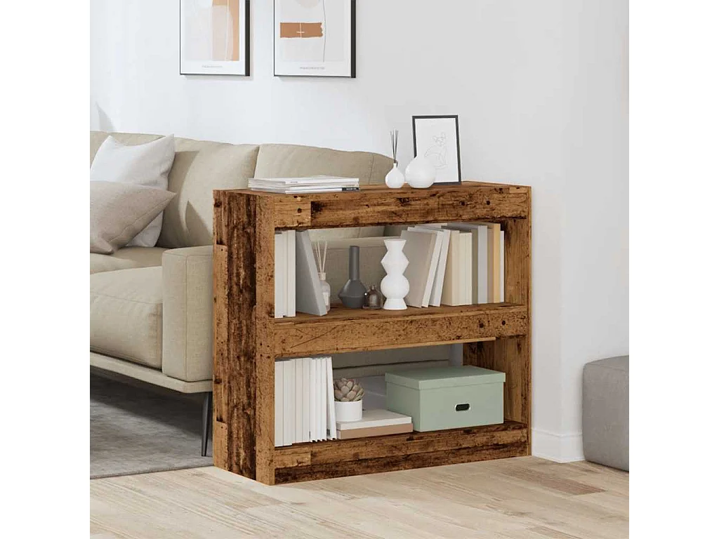 Bibliothèque/Séparateur de pièce vieux bois 80x30x72 cm