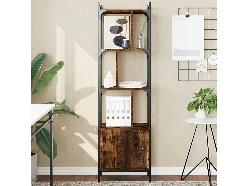 Librería con puerta de roble ahumado 44,5x30x154,5 cm