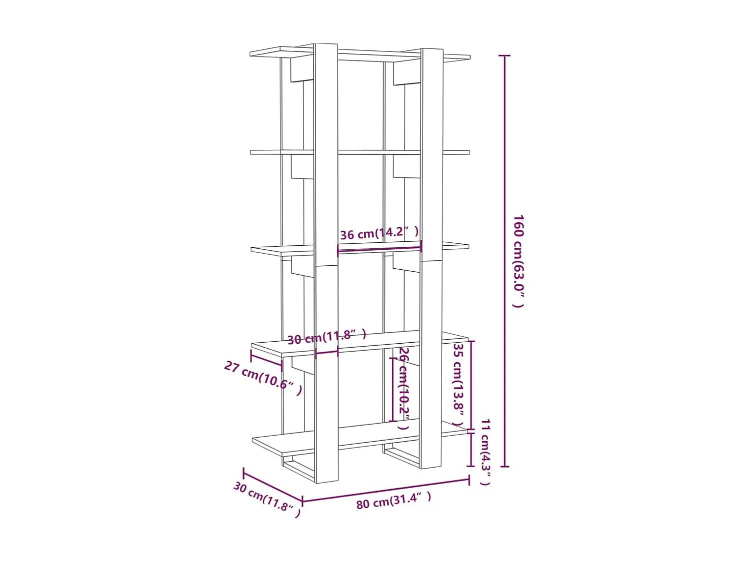 Bibliothèque/séparateur de pièce blanc bois d'ingénierie