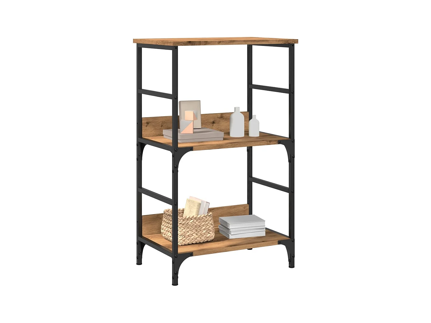 Bibliothèque chêne artisanal 50x33x82 cm bois d'ingénierie