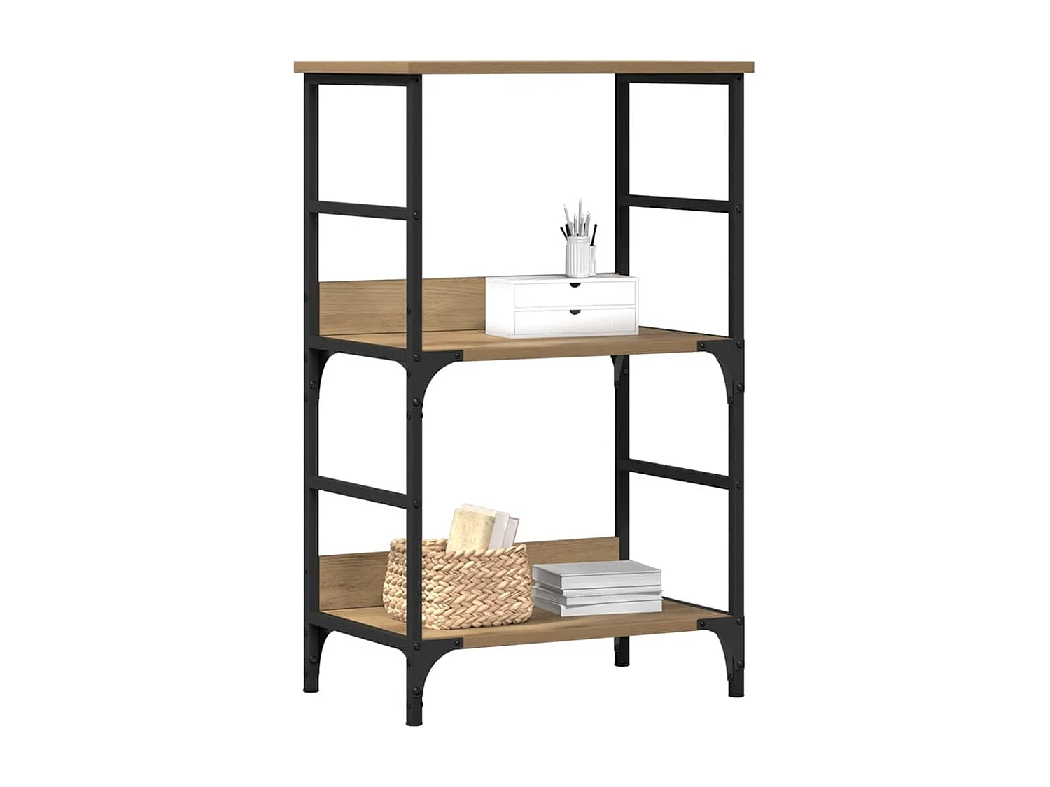 Bibliothèque chêne artisanal 50x33x82 cm bois d'ingénierie