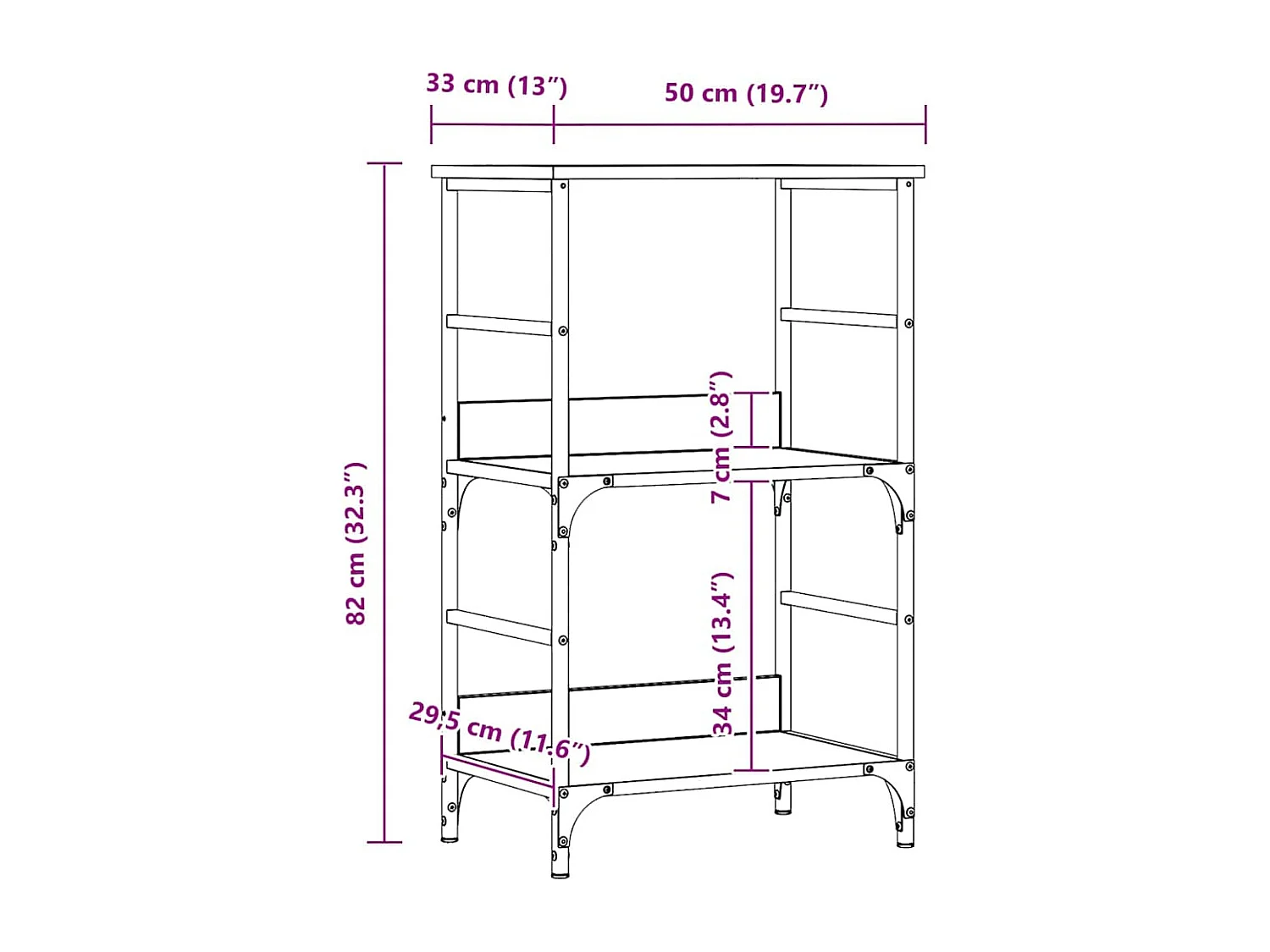 Bibliothèque chêne artisanal 50x33x82 cm bois d'ingénierie