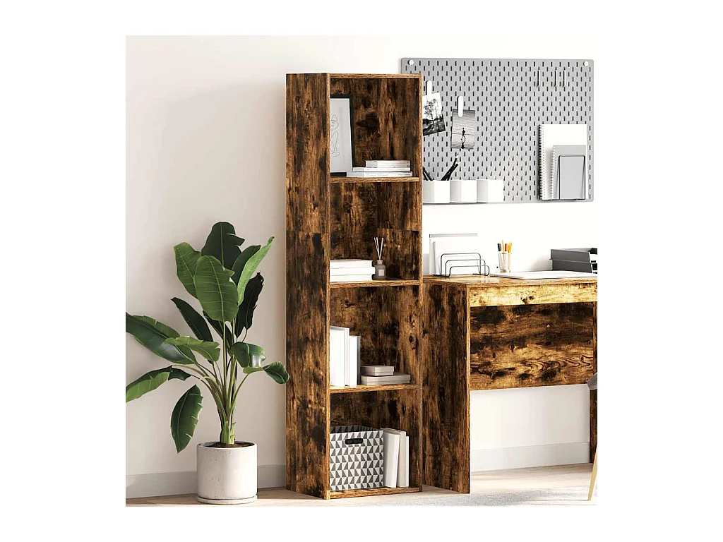 Bibliothèque chêne fumé 40x30x152 cm bois d'ingénierie