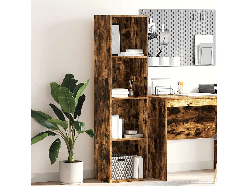 Gerookte eikenhouten boekenkast 40x30x152 cm bewerkt hout