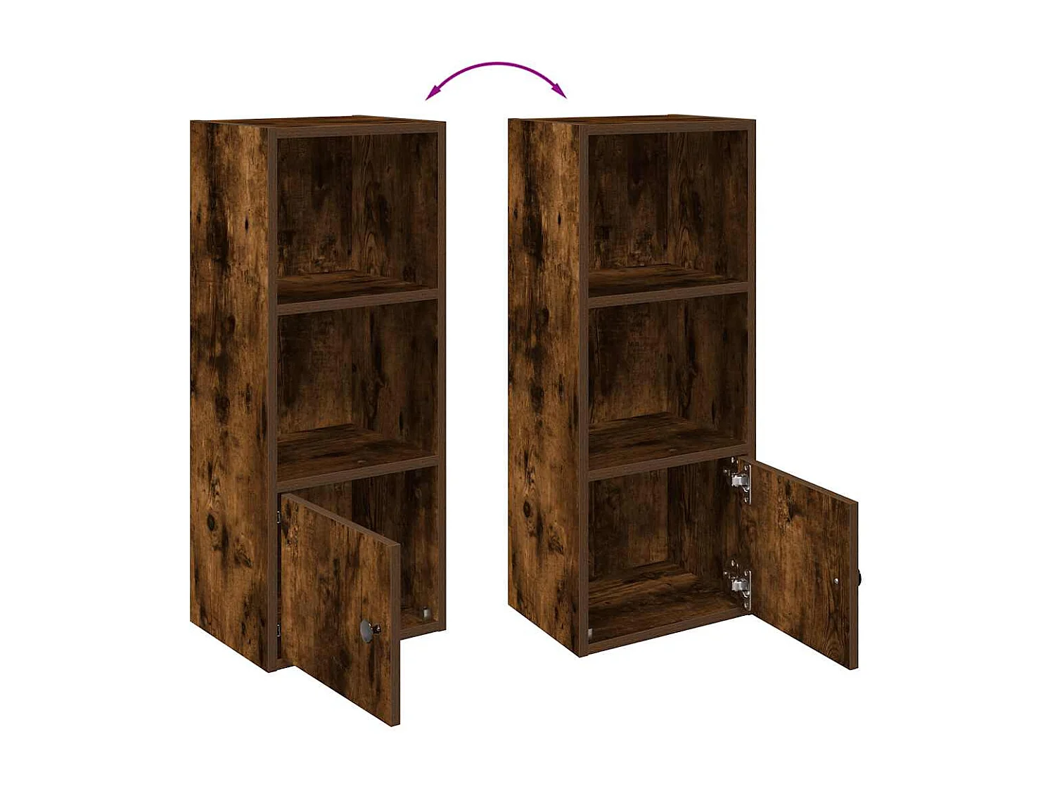 Bibliothèque chêne fumé 31x24x77 cm bois d'ingénierie