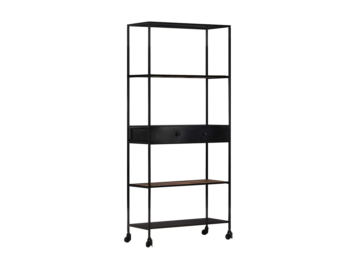 Bibliothèque 80x35x180 cm Bois de manguier brut et fer