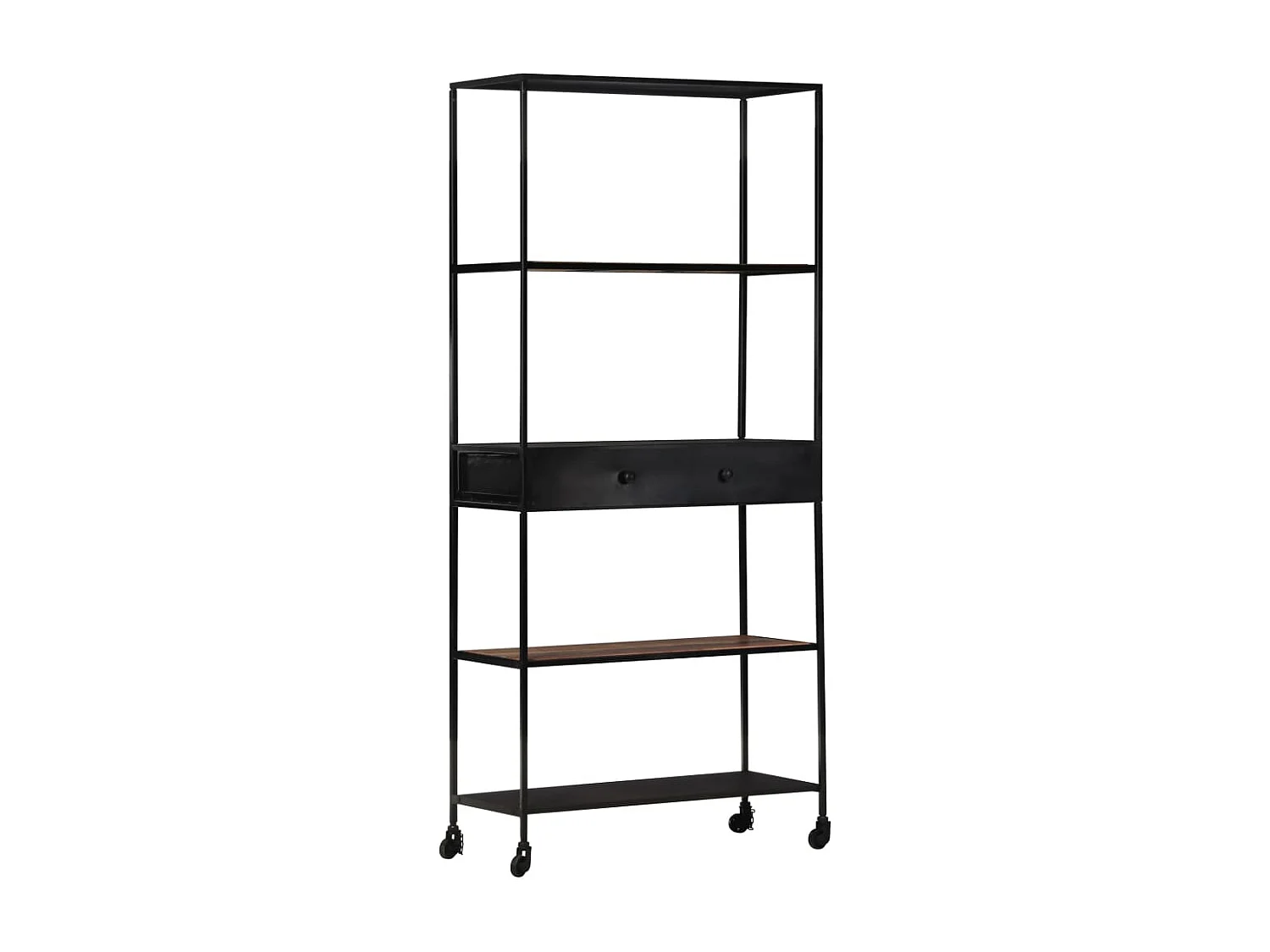 Bibliothèque 80x35x180 cm Bois de manguier brut et fer