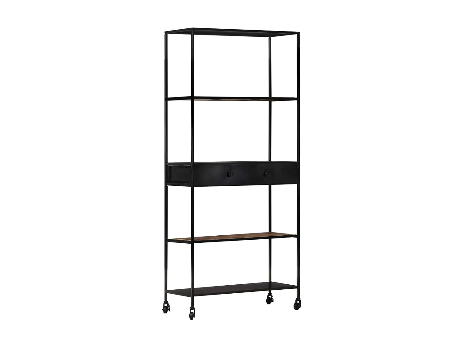 Bibliothèque 80x35x180 cm Bois de manguier brut et fer