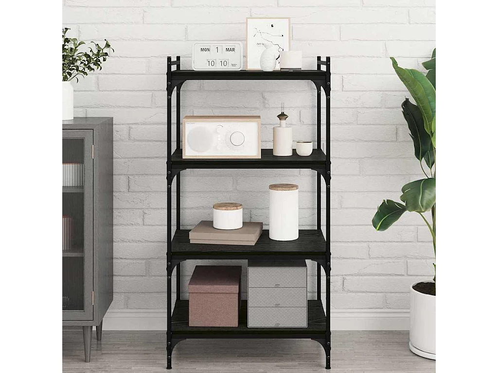 Étagère à livres 4 pcs Noir 60 x 40 x 1.5 cm Bois d'ingénierie