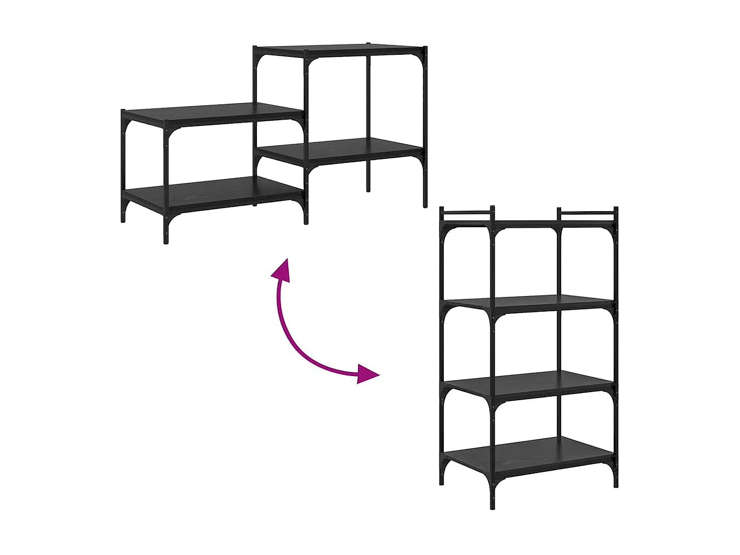 Étagère à livres 4 pcs Noir 60 x 40 x 1.5 cm Bois d'ingénierie