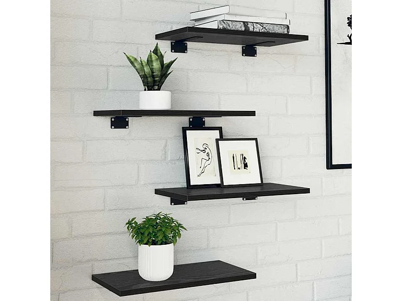 Étagère à livres 4 pcs Noir 40 x 20 x 1.5 cm Bois d'ingénierie