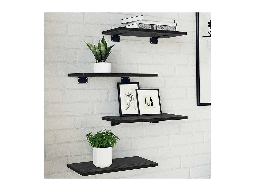 Étagère à livres 4 pcs Noir 40 x 20 x 1.5 cm Bois d'ingénierie
