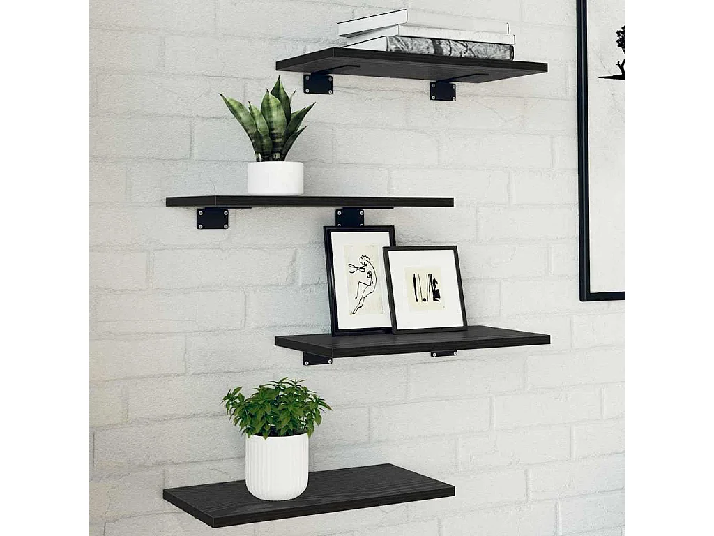 Étagère à livres 4 pcs Noir 40 x 20 x 1.5 cm Bois d'ingénierie