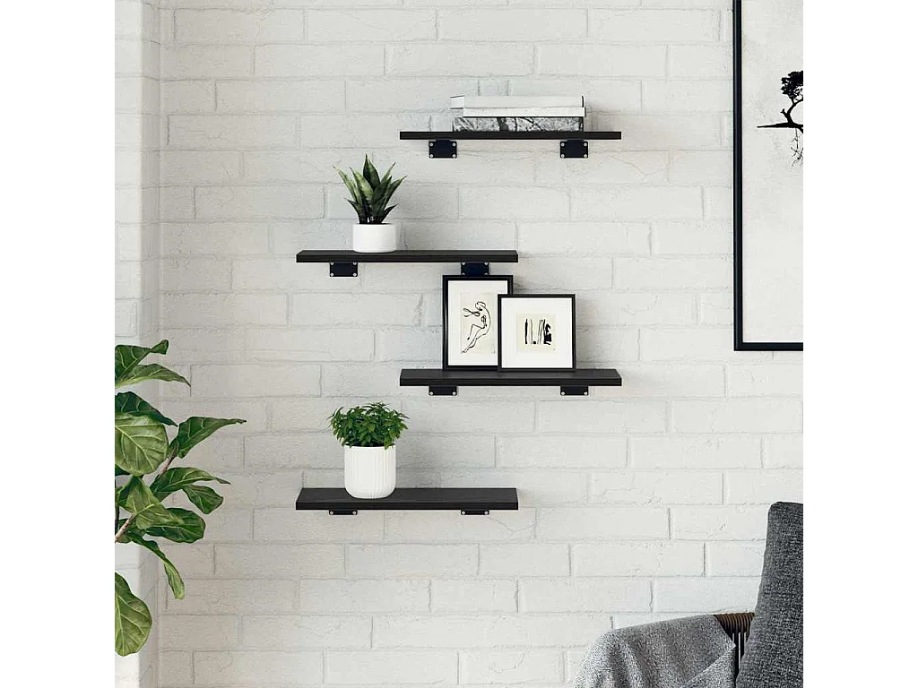 Étagère à livres 4 pcs Noir 40 x 20 x 1.5 cm Bois d'ingénierie