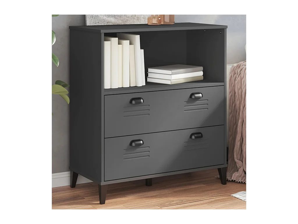 Libreria VIKEN grigio antracite 80x40x90cm in legno ingegnerizzato