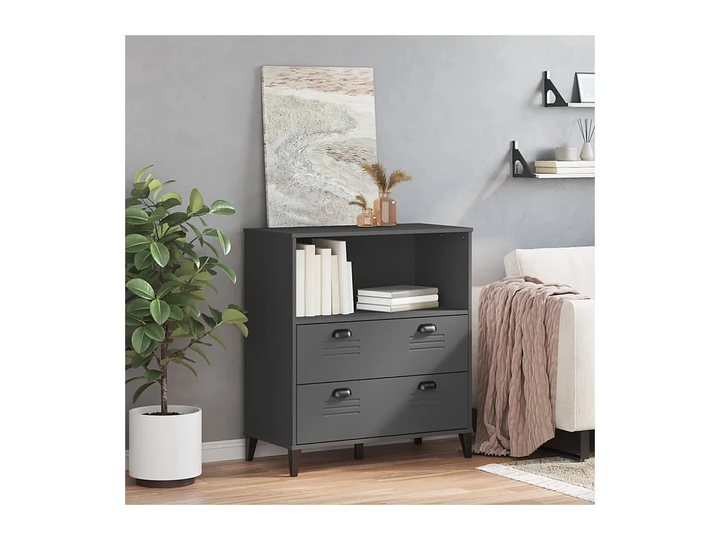 Libreria VIKEN grigio antracite 80x40x90cm in legno ingegnerizzato