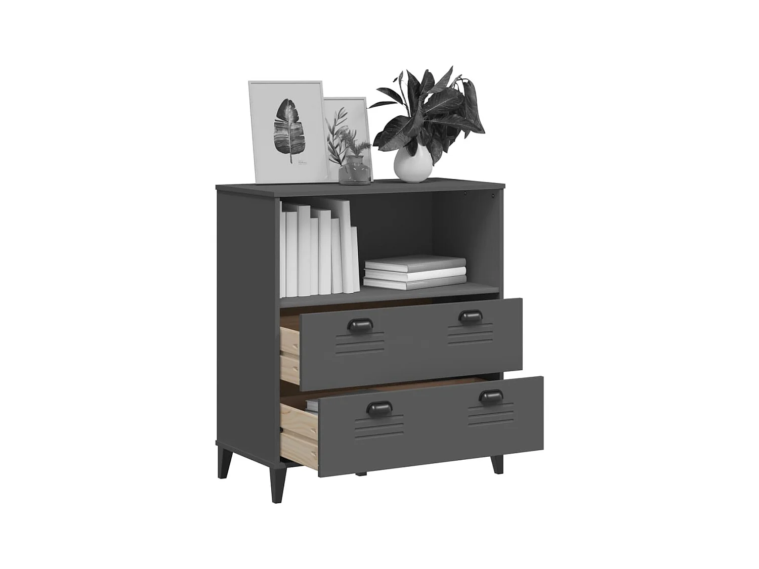 Libreria VIKEN grigio antracite 80x40x90cm in legno ingegnerizzato