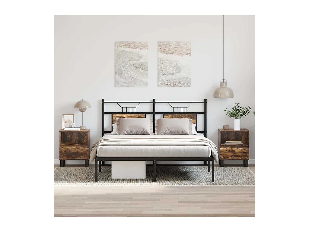 Tables de chevet 2 pcs chêne fumé 40x35x50 cm bois ingénierie