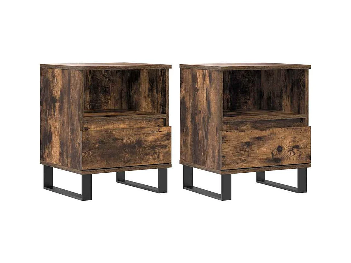 Tables de chevet 2 pcs chêne fumé 40x35x50 cm bois ingénierie