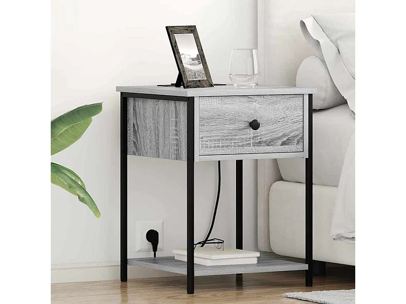 Cabinet de chevet avec tiroir 2 pcs Sonoma gris 42 x 41 x 56 cm