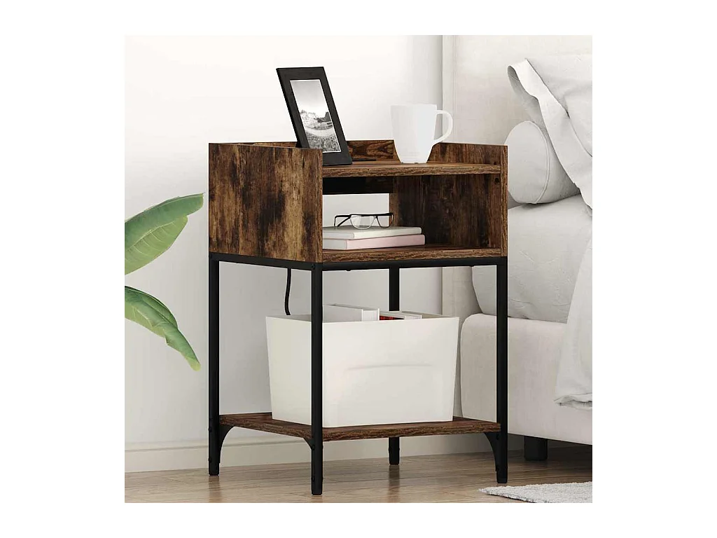 Mesilla de noche Roble Ahumado 40 x 40 x 61 cm Madera de Ingeniería