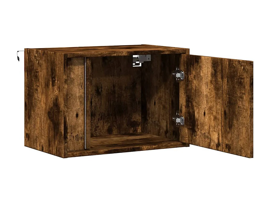 Comodini da parete con luci LED 2 pezzi rovere affumicato