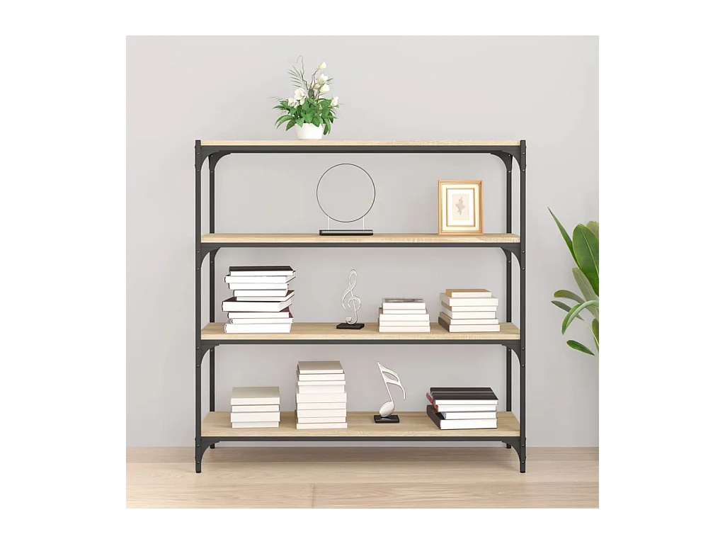 Meuble TV Chêne sonoma 100x33x100 cm Bois d'ingénierie et acier