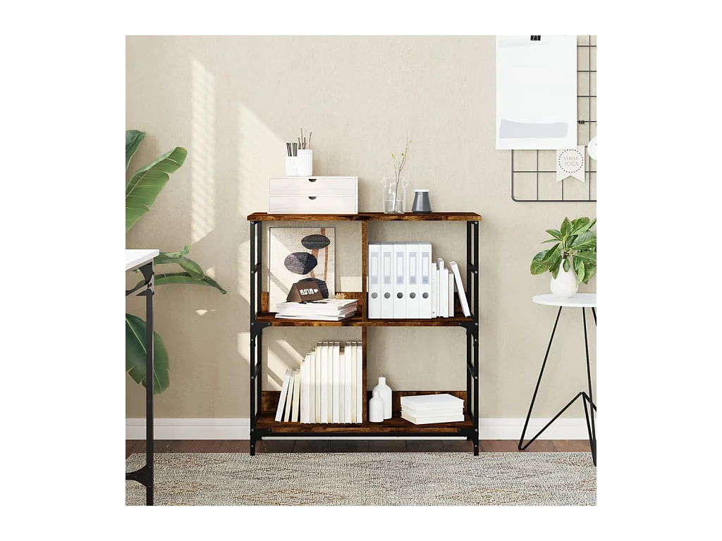 Bibliothèque chêne fumé 78,5x33x82 cm bois d'ingénierie