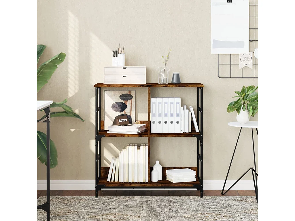 Bibliothèque chêne fumé 78,5x33x82 cm bois d'ingénierie