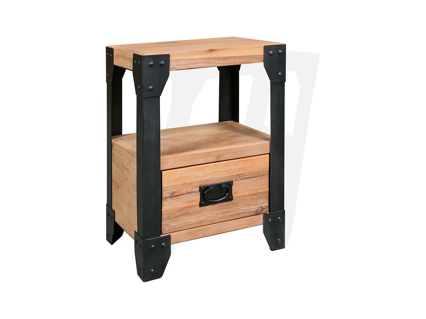 Mesita de noche Madera de acacia Acero 40 x 30 x 54 cm