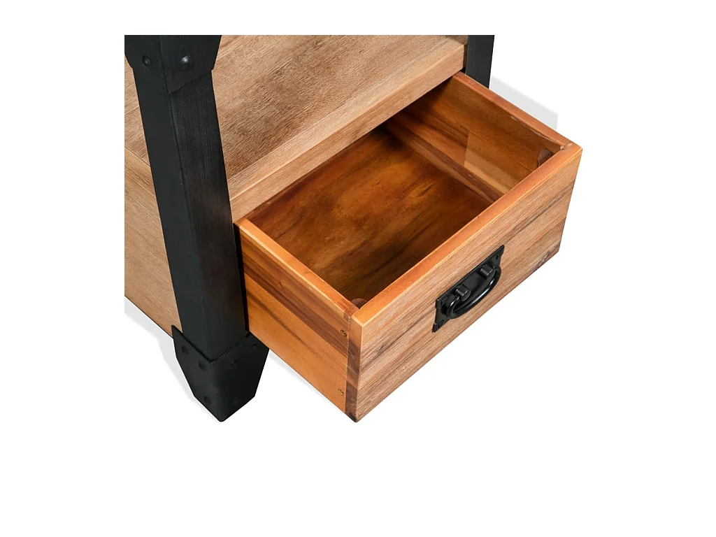 Mesita de noche Madera de acacia Acero 40 x 30 x 54 cm