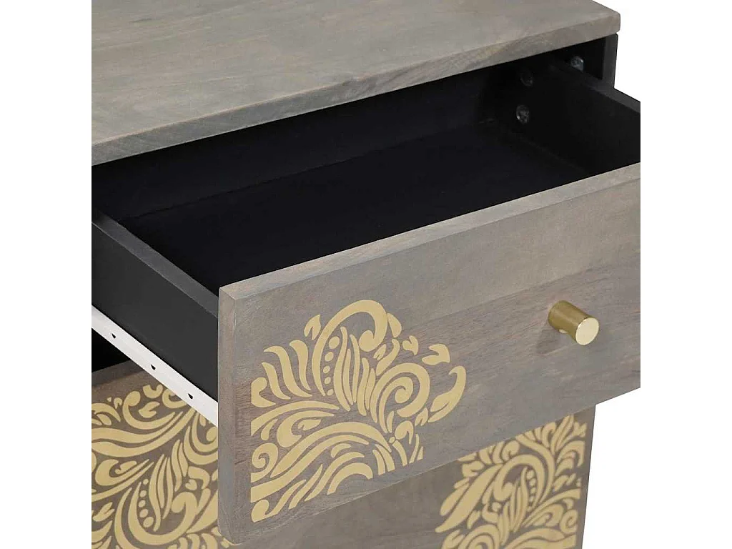 Mesilla de noche Gris 50 x 33 x 60 cm madera maciza de mango