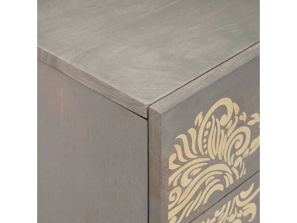 Cabinet de chevet Gris 50 x 33 x 60 cm bois de manguier massif
