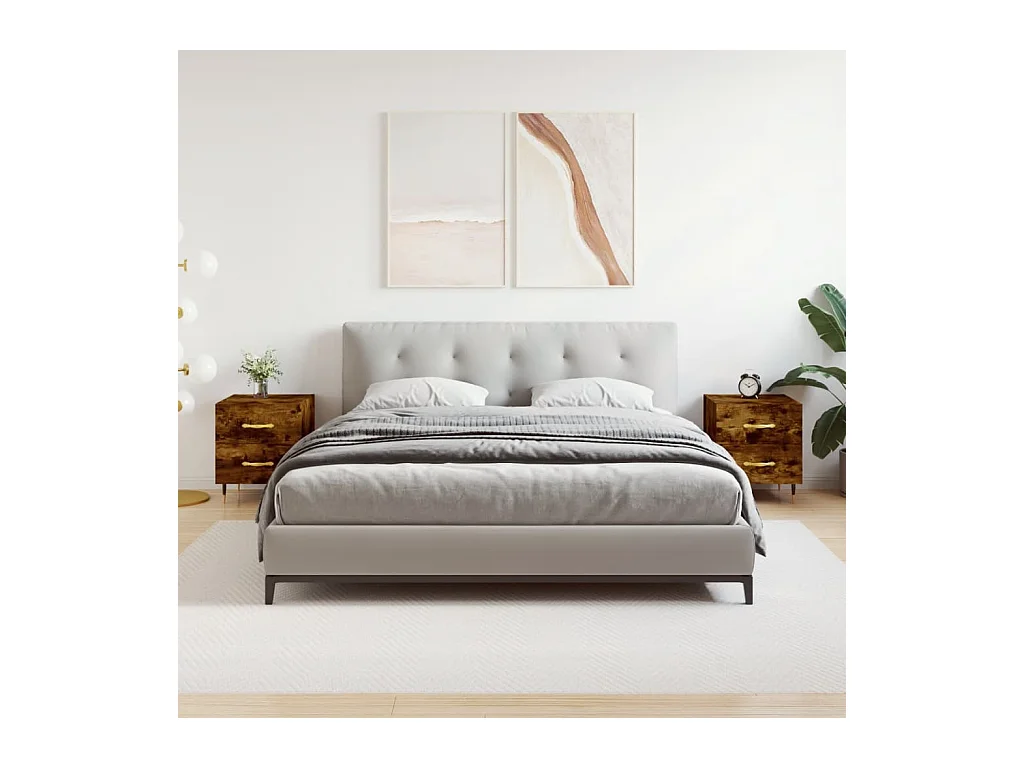 Tables de chevet 2pcs chêne fumé 40x35x47,5cm bois d’ingénierie