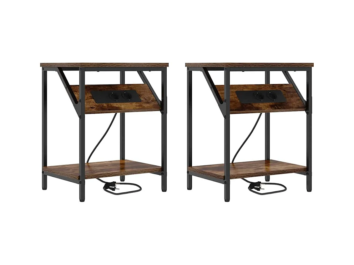 Armoires de chevet 2 pcs Chêne fumé 38 x 30 x 48 cm