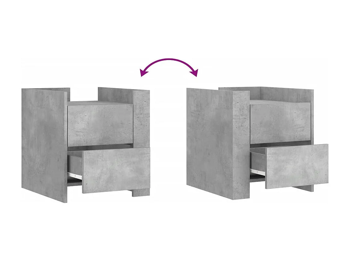 Table de chevet gris béton 45x50x50 cm bois d'ingénierie