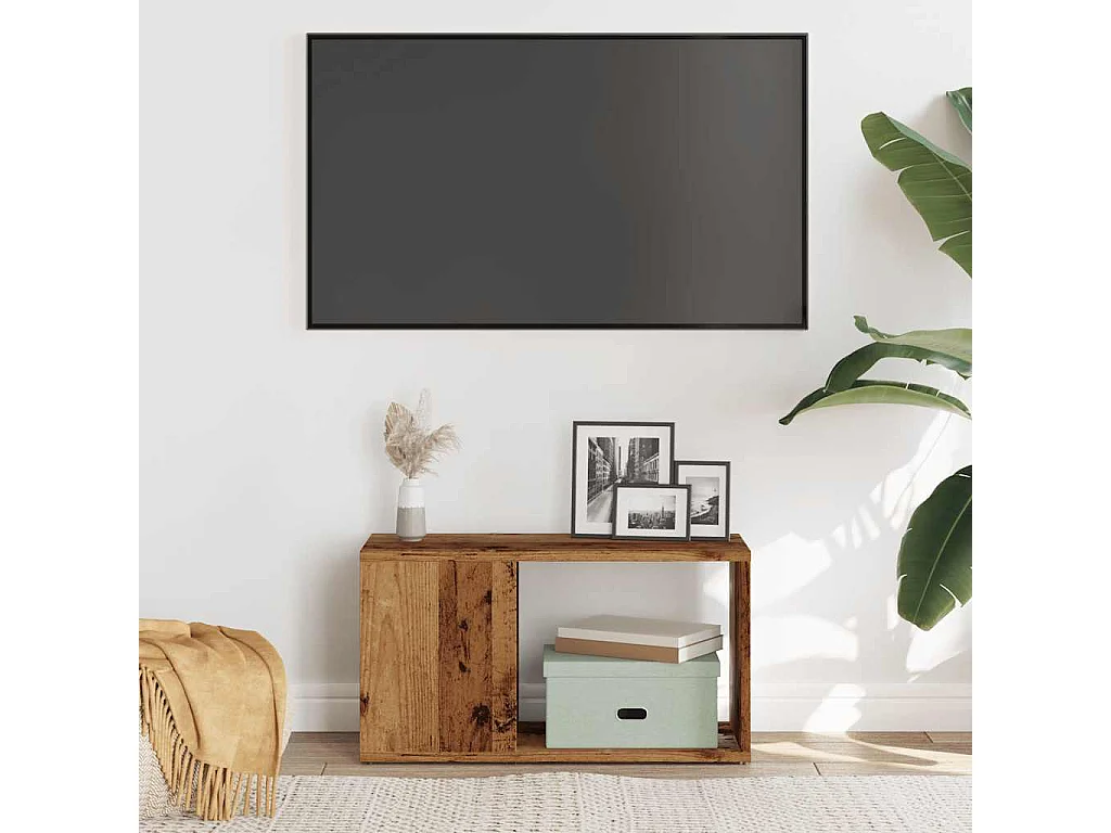 Meuble TV vieux bois 60x24x32cm bois d'ingénierie