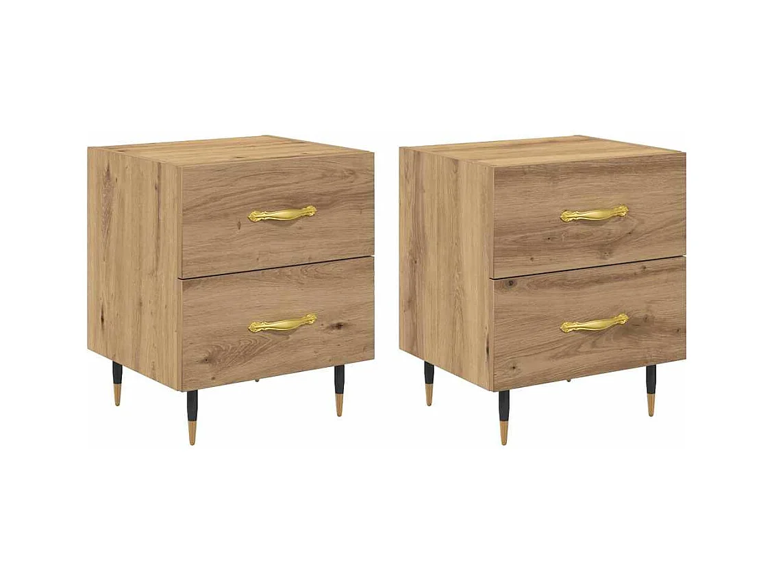 Nachtkastje 2 stuks handgemaakt eiken 40 x 35 x 47,5 cm