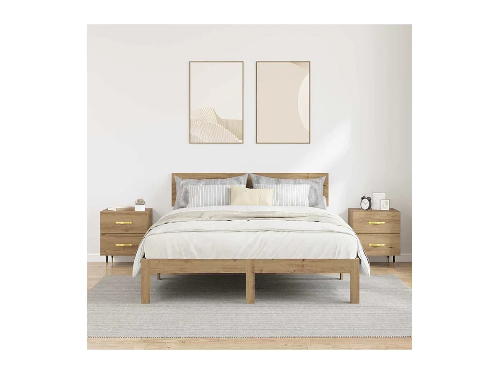 Nachtkastje 2 stuks handgemaakt eiken 40 x 35 x 47,5 cm