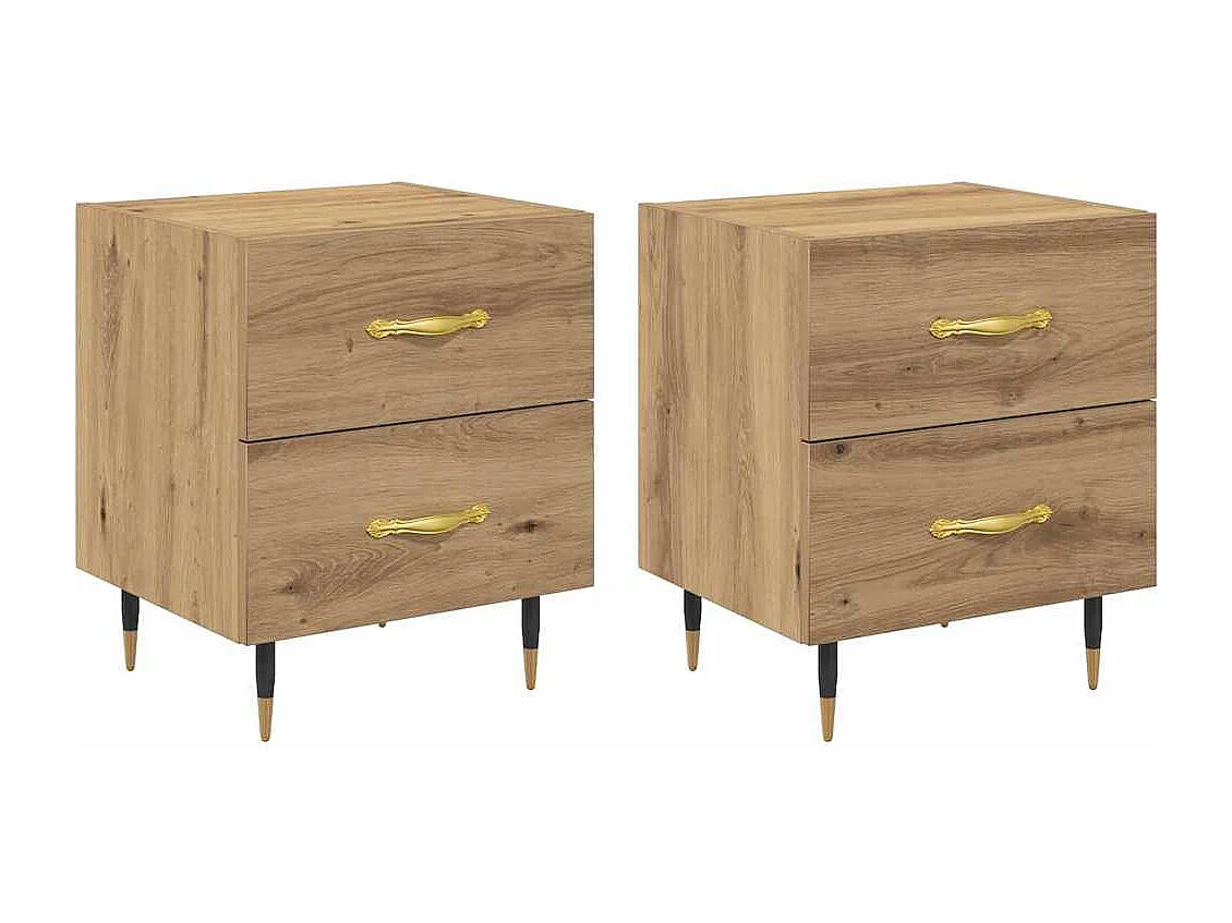 Cabinet de chevet 2 pcs chêne artisanal 40 x 35 x 47.5 cm