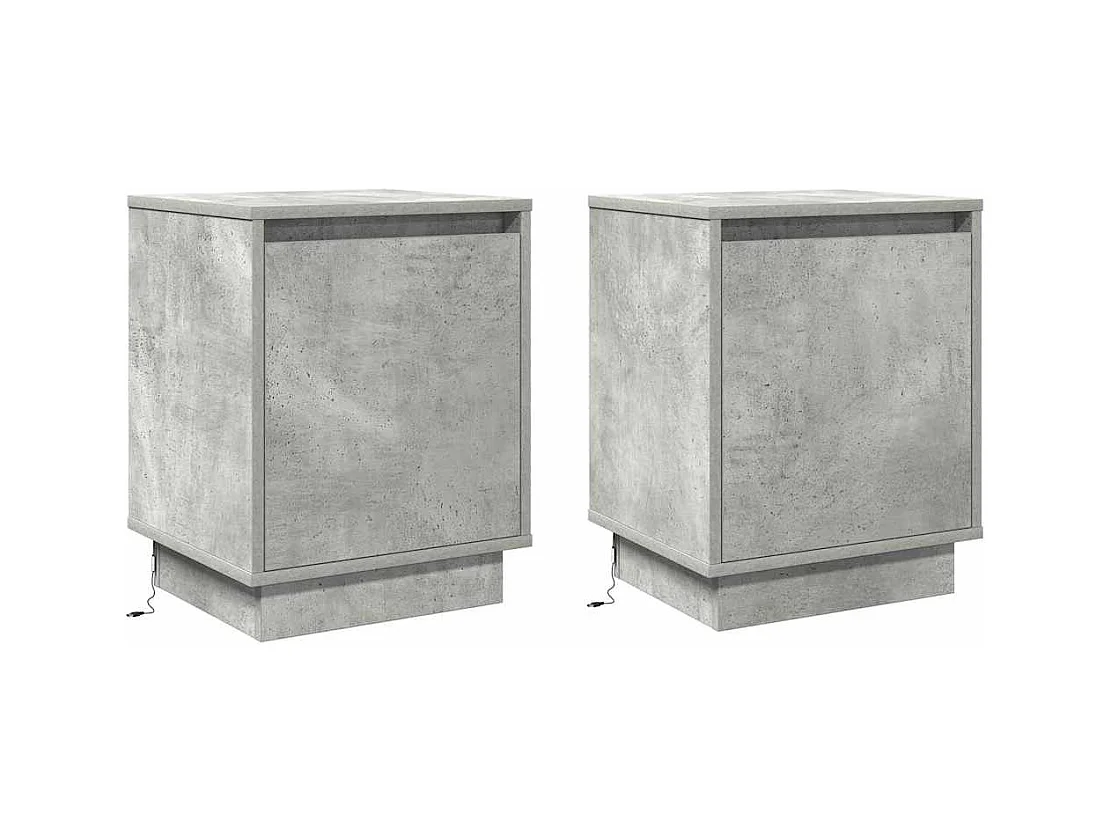 Mesilla de noche con 2 piezas Gris hormigón 39 x 34,5 x 50 cm