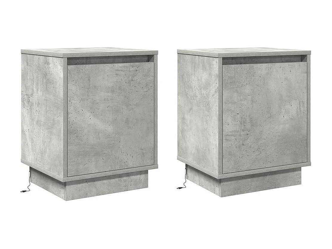 Cabinet de chevet avec 2 pcs Gris béton 39 x 34.5 x 50 cm